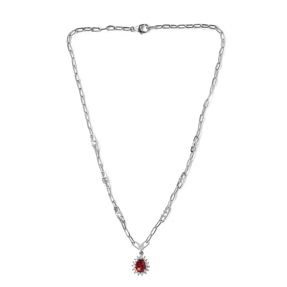 NWT BRAZILIAN PINK PETALITE NECKLACE IN PLATINUM OVER STERLING SILVER